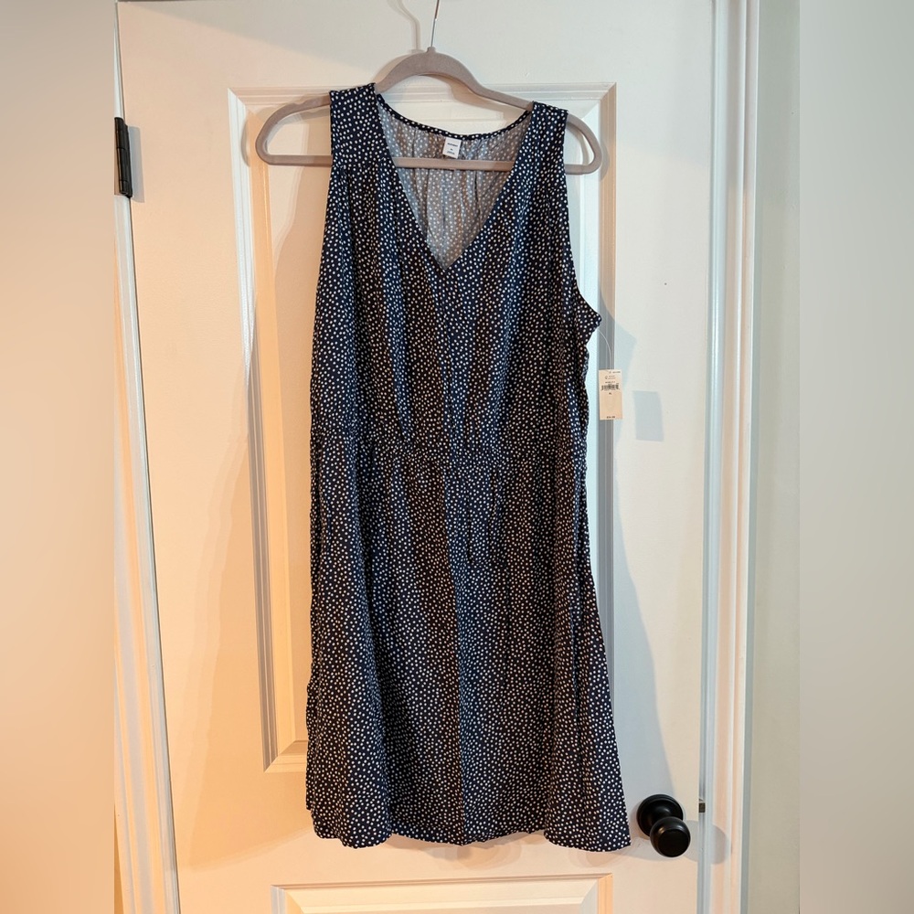 Old Navy Navy and White Polka Dot Dress